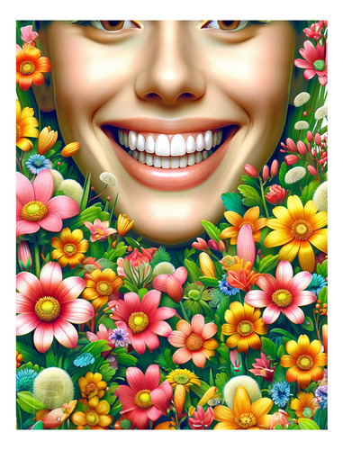 Poster Papel Fotografico Personalizado Flores Sonrisa 120x80