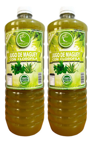 2 Jugo De Maguey Original Clorofila 1l Verde Santo Michoacán