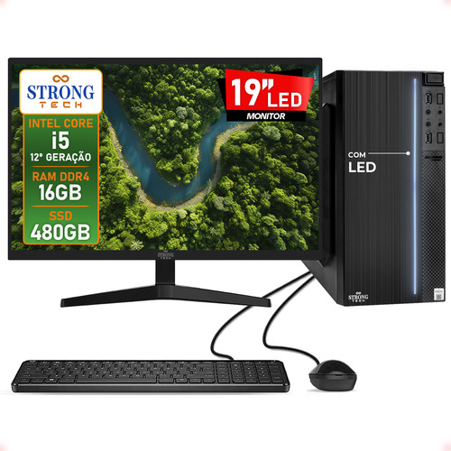 Pc Completo I5 12°geração 16gb Ssd 480gb Mon 19 Strong Tech