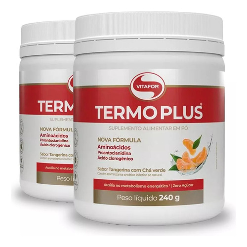 Kit 2 X Termo Plus - 240g Tangerina Com Chá Verde - Vitafor