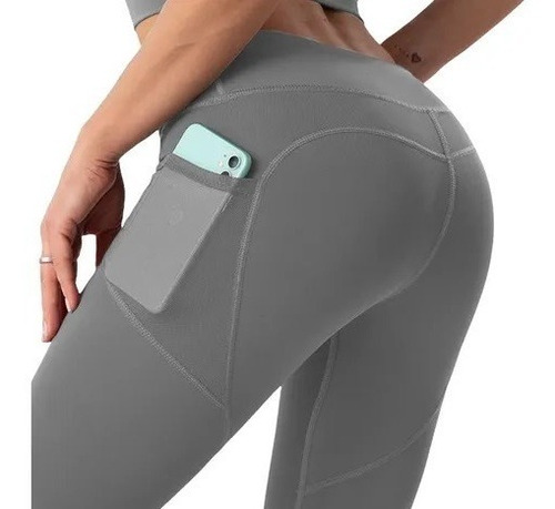 Leggins Deportivos Levanta Pompa Licra Bolsa Malla Celular 