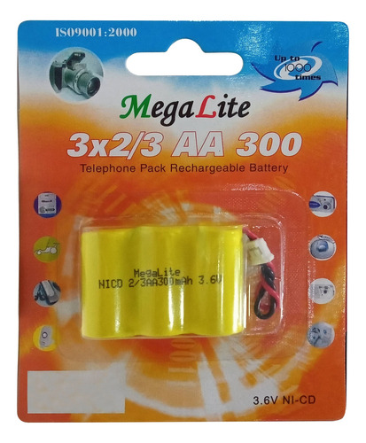 Pila Recargable Megalite 2/3 Aa 3,6v 300mah Ni-cd Telefonía