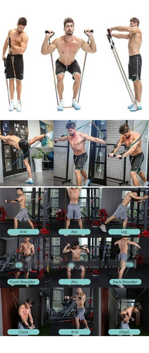Imagem 9 de 10 de Kit Elástico Treino Exercícios Malhar Musculação Casa 11 Pcs
