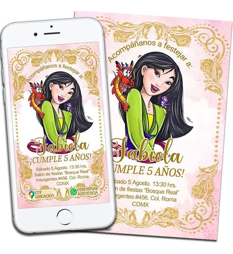 Princesa Mulan. Invitación Digital Interactiva
