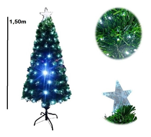 Árvore Fibra Óptica 1,50 Função Cachoeira Branco Cor Verde