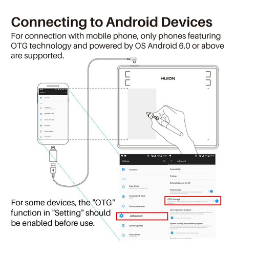 Tableta Grafica Huion Hs64 Smartphone Android + Guante