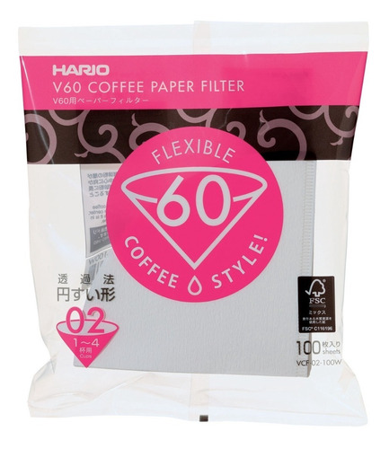 100 Filtros De Papel Hario V60 02 Branco P/ Café