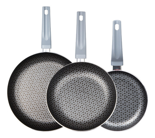 Juego De 3 Sartenes + Tapa De Cristal Ekco C/antiadherente Rojo