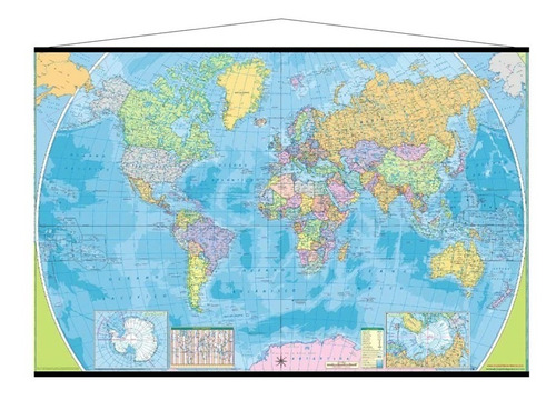 Mapamundi Mural Del Mundo Mapa Mundial Con Barilla 1.8x1.25m
