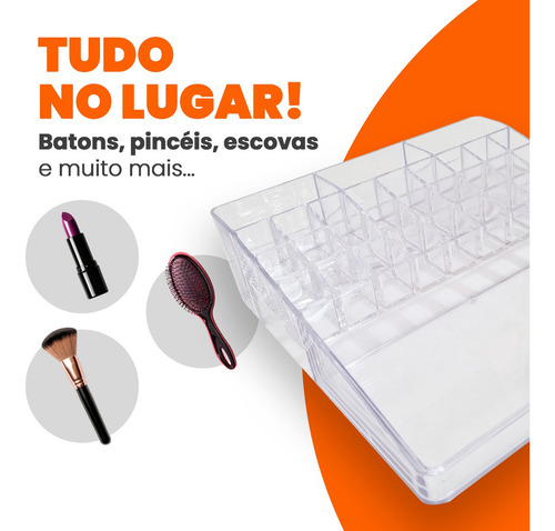 Organizador De Cosméticos Cristal Plus Com 31 Divisórias
