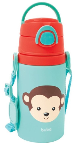 Imagem 5 de 5 de Garrafa Alumínio Criança Bebê Canudo Animal Fun Macaco Buba