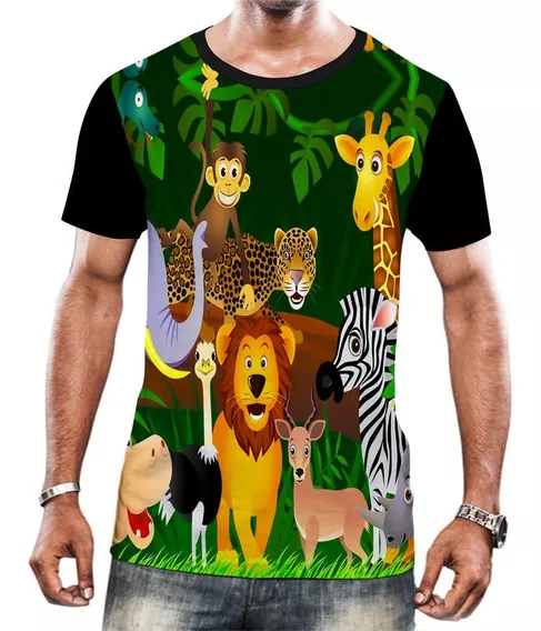 Camiseta Camisa Tema Safari Savana Animais Festa Infantil 1