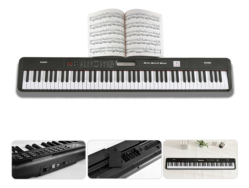 Teclado Musical Digital Piano Para Niños Electrico 88 Teclas Color Negro