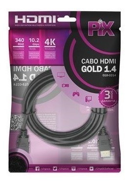 Imagem 3 de 3 de Cabo Hdmi 1.4 4k Ultra Hd 15 Pinos 5 Metros Pix 018-0514