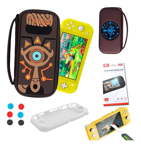 Estuche N Switch Lite Zelda + Mica + 6 Thumbs + Protector 