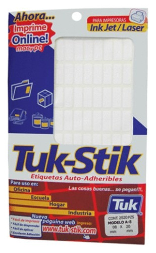 Tuk Etiquetas Rectangulares -stik A8 Blanco