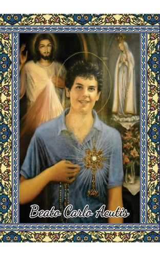 100 Santinhos Beato Carlo Acutis (oração No Verso) - 7x10 Cm
