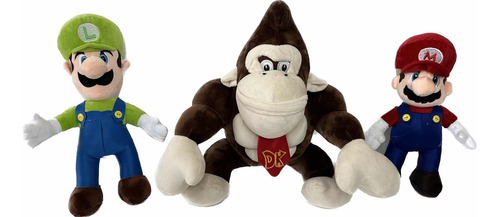 Peluches De Donkey Kong Más 1 Luigi Más 1 Mario Set 3 Piezas