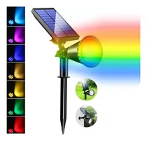 Comprar Lampara Luz Foco Solar Piso Y Pared Rgb , 7 Led , Exterior