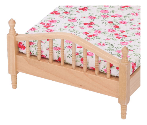 Cama Em Miniatura 1/12 Dollhouse Elegant Decorative Wooden