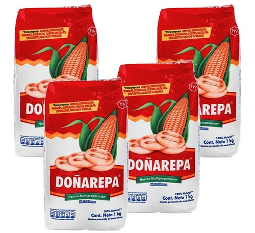 Harina Doñarepa Maíz Blanco 1k X 4 Un - Kg a $18700