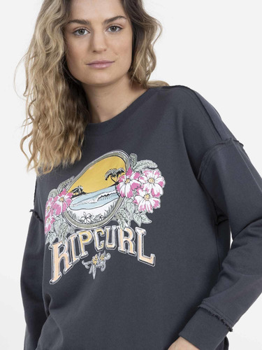 Poleron Flowers On The Beach Mujer Gris Oscuro Rip Curl
