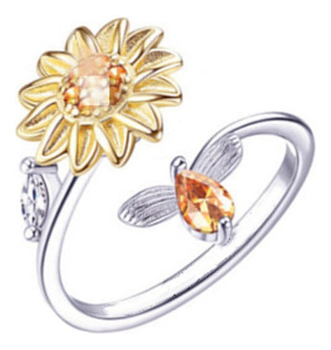 J Anillo De Ansiedad Para Mujer Girasol Anillo Abierto [u]