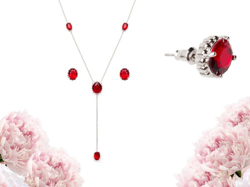 Conjunto Colar Gravatinha E Brincos Semijoia Luxo/ Garantia
