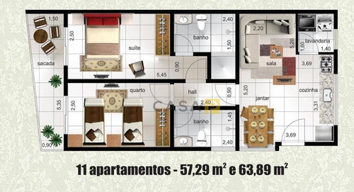 Imagem 2 de 2 de Apartamento Com 2 Dormitórios À Venda, 57 M² Por R$ 270.000,00 - Frezzarin - Americana/sp - Ap0538