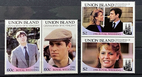 Union Island - Lote De 4 Sellos - Royal Wedding P088
