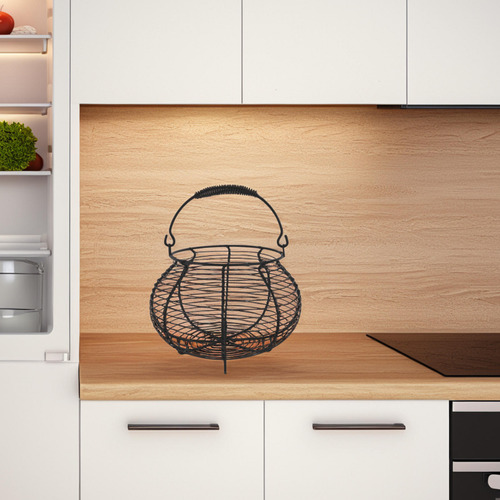 Metal Wire Egg Basket With Handle Egg Collecting Container F