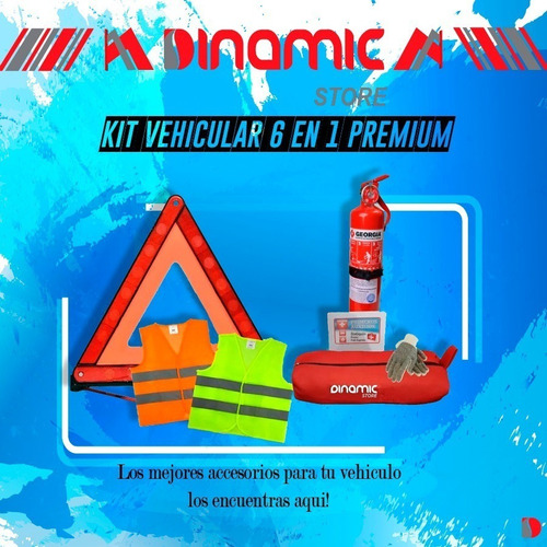 Kit De Seguridad Auto Premium Matafuego Chaleco Vtv 6 En 1