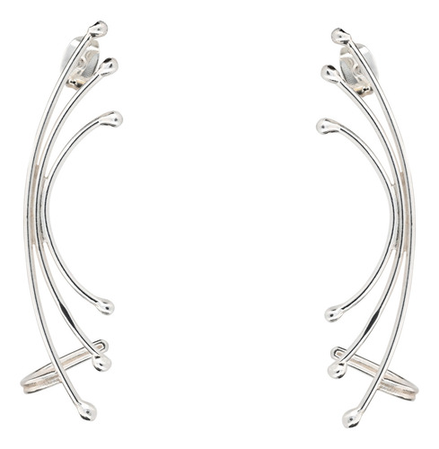 Grapa Para Oreja Ondas Metálicas De Plata 925 Ry_ar_007