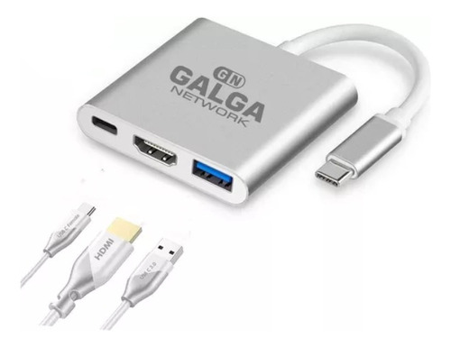 Adaptador Hub Usb C  A: Usb 3.0 / Hdmi / Usb C - Pc O Mac