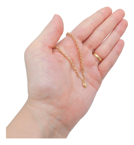 Pulseira Portuguesa Em Ouro 18k Com Pingente Coração