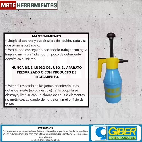 Pulverizador /fumigador manual a presion 1,5lts