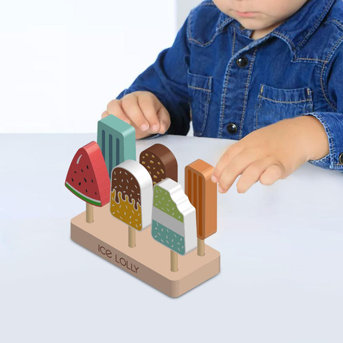 Conjunto De Sorvete De Madeira Fingir Brinquedo Incentivar