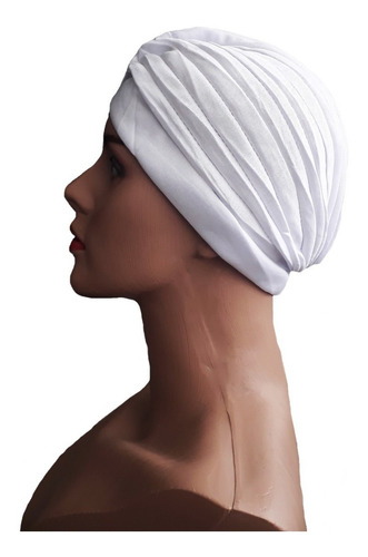 Turbante Feminino Tipo Indiano Touca Inteiro Fechado Cor Branco