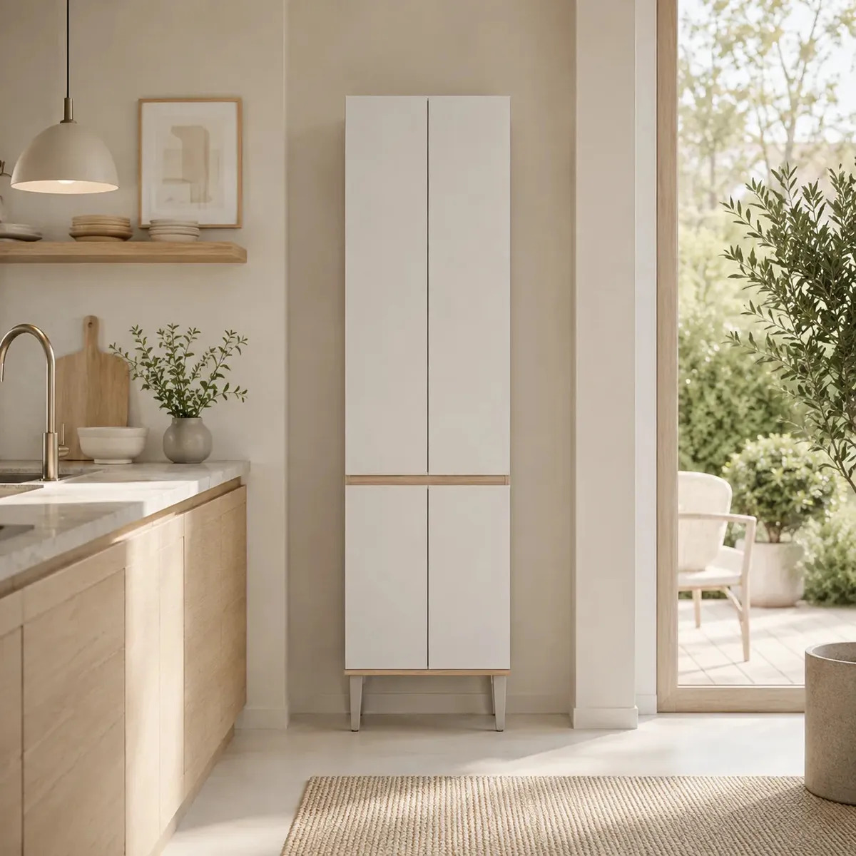 Despensero Multifuncion Organizador 4 Puertas 200cm Coco Bolo/blanco