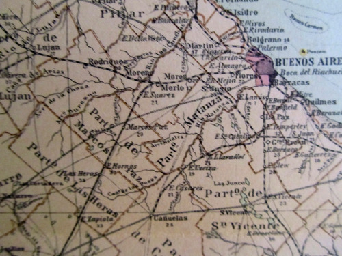 Mapa 1886 Provincia Buenos Aires Ferrocarriles Trenes Plano