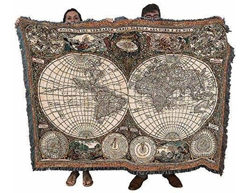 Manta De Mapa Antiguo Del Viejo Mundo De Pure Country Weaver