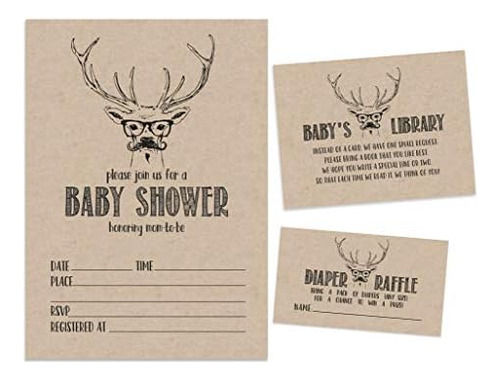 Inkdotpot Juego De 30 Invitaciones Rústicas Para Baby Shower