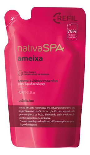 Refil Sabonete Líquido Oboticário Nativa Spa Ameixa 400ml