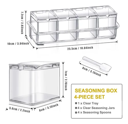 Anberky Clear Seasoning Box 4 Ratch De Condimento Acrílico C