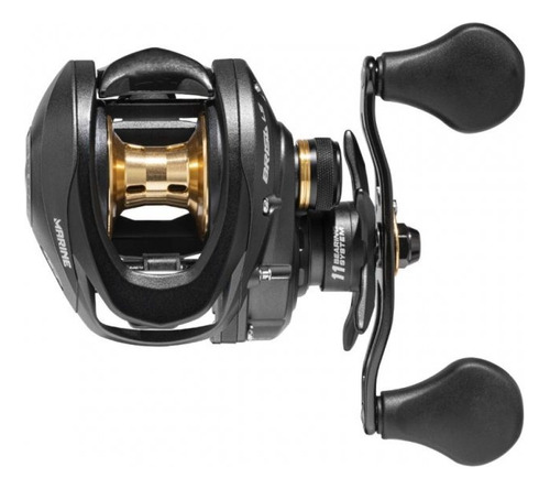 Carrete de pesca deportiva marina Brisa Ls 11000 Esq/dir 2024, color grafito oscuro con manivela izquierda negra