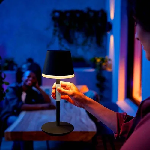 Lámpara De Mesa Portátil Inteligente Philips Hue Go Black, P