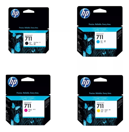 Kit 4 Cartuchos  Hp 711 Negro  Y Color Para Plotter T120