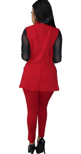 Imagen 3 de 10 de Chaleco Tipo Blazer Largo Para Mujer Casual Formal