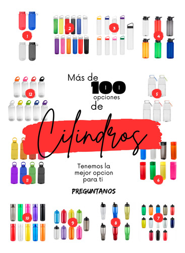 Cilindro Botella Agua Promocional 1lt Bpa Free *100 Pzas*
