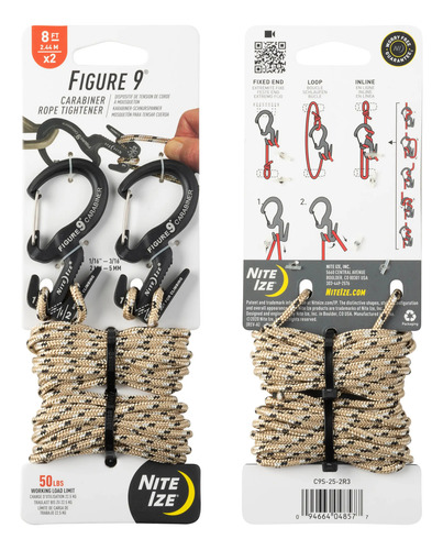 Nite Ize Pack 2 Figure 9 Carabiner Rope Tightener U S A